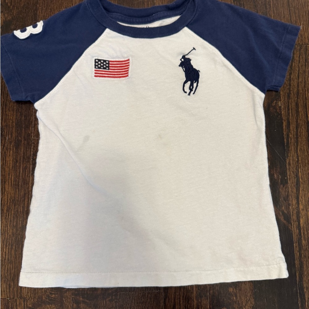 Polo by Ralph Lauren Kids' Navy and White T-Shirt - 3T
